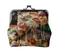 Portamonete con stampa di pizza, piccolo portamonete, portamonete, portamonete per donne e uomini, nero, Taglia unica, Vintage