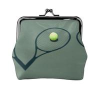 Portamonete con stampa di racchetta da tennis, con chiusura a bacio, piccola borsa vintage per uomo e donna, Nero , Taglia unica, Portamonete