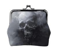 Portamonete con stampa di teschio fantasma horror, con chiusura a bacio, piccola borsa vintage per uomo e donna, Nero , Taglia unica, Portamonete