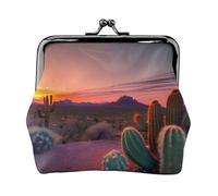 Portamonete con stampa di tramonto nel deserto di cactus, mini portamonete da donna, piccolo portamonete per carte di credito e chiavi d'identità, nero, Taglia unica, Vintage