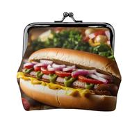 Portamonete con stampa divertente, motivo alimentare, con chiusura a bacio, piccola borsa vintage per uomo e donna, Nero , Taglia unica, Portamonete