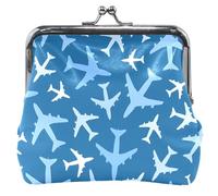 Portamonete con stampa floreale per le donne in pelle carino blocco bacio alla moda aerei blu cambiamento borsa per monete, Trendy Planes Blu, classico