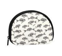 Portamonete con stampa fossile, con scheletro di pesci, mini portamonete da donna, grazioso portamonete