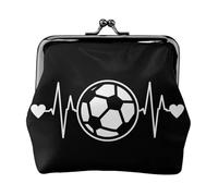 Portamonete con stampa I Love Soccer con chiusura a bacio, piccola borsa vintage per uomo e donna, Nero , Taglia unica, Portamonete
