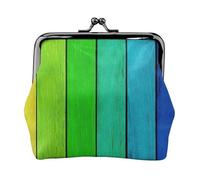 Portamonete con stampa in legno color arcobaleno per le donne compatto con chiusura a bacio portamonete cerniera viaggio shopping regalo