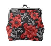 Portamonete con stampa leopardata con fiore rosso, squisito, versatile, con chiusura a bacio, piccolo portafoglio con cerniera per monete e carte