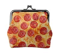 Portamonete con stampa leopardata, portamonete in pelle per donne e uomini, piccolo portamonete personale, grazioso portamonete con lucchetto a bacio, 3d Pizza Pepperoni, Taglia unica, Carino
