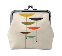 Portamonete con stampa moderna di metà secolo, mini portamonete per le donne piccolo portamonete per carte di credito ID chiave, nero, Taglia unica, Vintage