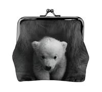 Portamonete con stampa orso polare, portamonete portatile in fibra di pelle, mini portamonete da donna, Nero , Taglia unica, Portamonete