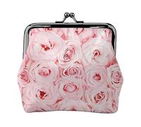 Portamonete con stampa popcorn, portamonete in pelle per donne e uomini, piccolo portamonete personale, grazioso portamonete con chiusura a bacio, Rose fresche rosa, Taglia unica, Carino
