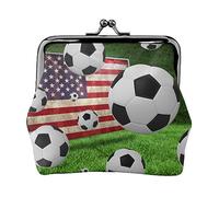 Portamonete con tavola periodica degli elementi, portamonete in pelle per donne e uomini, piccolo portamonete personale, grazioso portamonete con chiusura a bacio, Calcio USA bandiera americana,