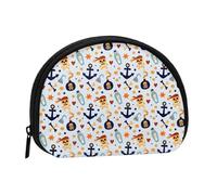 Portamonete con teschio pirata e ancora, grazioso mini portamonete da donna, piccolo portamonete