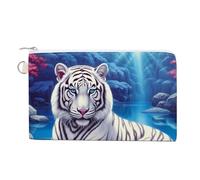 Portamonete con tigre bianca siberiana, alla moda, in tela, portatile, per uomini e donne, Stile:, Taglia unica, Portamonete