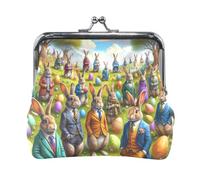 Portamonete, coniglio pasquale cavalcata blu bacio serratura cambio monete portamonete portamonete borsa portamonete per donne ragazze, Uova di Conigli di Pasqua, Taglia unica, Uova di Conigli di