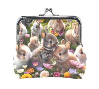 Portamonete, coniglio pasquale cavalcata blu bacio serratura cambio monete portamonete portamonete borsa portamonete per donne ragazze, Graziosi coniglietti pasquali, Taglia unica, Graziosi