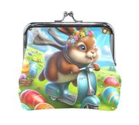 Portamonete, coniglio pasquale cavalcata blu bacio serratura cambio monete portamonete portamonete borsa portamonete per donne ragazze, Coniglio di Pasqua Giro Blu, one size, Cavalcata Coniglio Pasqua