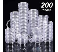 Portamonete da 25 mm, in plastica trasparente, per collezionisti di monete, contenitore rotondo riutilizzabile antipolvere antiossidante (confezione da 200)