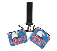 Portamonete da donna 4th Of July Independence Day Black Bird Liberty Ride, portamonete sottile portatile con cinturino da polso, da donna, confezione da 2, 4 luglio Giorno dell'Indipendenza uccello