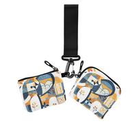 Portamonete da donna a forma di elefante, con puzzle bianco, sottile, piatto, porta biglietti da visita con portachiavi, per donna, 2 pezzi, Elefante puzzle bianco, 1 size, Stampa artistica