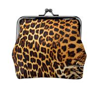 Portamonete da donna a righe su leopardi, piccolo portamonete rettangolare con chiusura a bacio, tascabile, mini portamonete da donna