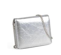 Portamonete da donna a tracolla in pelle PU, piccolo rossetto, adatto per varie occasioni e viaggi, Argento