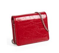 Portamonete da donna a tracolla in pelle PU, piccolo rossetto, adatto per varie occasioni e viaggi, Rosso