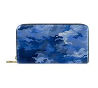Portamonete Da Donna Abstract Blue Spots Camouflage Portafoglio In Pelle Elegante Clutch Piccolo Borsa Stampato Pu Portamonete Per Donna, Uomo, Ragazze