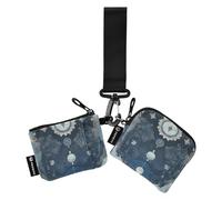 Portamonete da donna blu e nero con astrologia dei tarocchi custodie per carte di dimensioni compatte portafoglio per carte di credito organizer con cerniera portamonete per donne 2 pezzi, Astrologia