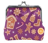 Portamonete da donna carino in pelle con blocco bacio dorato icone di vacanza viola, Golden Holiday Icone viola, classico, Golden Holiday Icone Viola, Classico