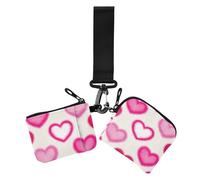 Portamonete da donna colorato con cuore sfumato color pesca, porta carte sottile staccabile portafoglio portamonete con portachiavi per donna 2 pezzi, Colorato sfumato cuore pesca, 1 size, Casual
