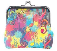 Portamonete da donna colorato con note musicali astratte e sacchetti con fibbia con chiusura a bacio piccolo portamonete per monete 11,5 x 10,5 cm