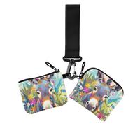 Portamonete da donna con asino colorato, porta biglietti da visita alla moda, con cinturino da polso, per lavoro, viaggi, confezione da 2, asino colorato asetico, 1 size, Casual