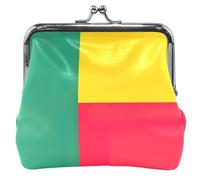 Portamonete da donna con bandiera del Benin, in pelle, con fibbia carina, chiusura a bacio, portamonete per monete, Bandiera del Benin, classico
