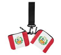 Portamonete da donna con bandiera del Perù porta carte di credito sottile piatto da donna portamonete con portachiavi per donna 2 pezzi, Bandiera Perù, 1 size, Casual