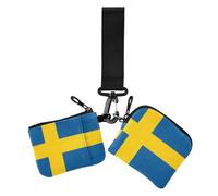 Portamonete da donna con bandiera della Svezia, portamonete minimalista, con tasca portamonete con cerniera, per lavoro e viaggi, confezione da 2, Bandiera Svezia, 1 size, Casual