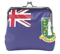 Portamonete da donna con bandiera delle Isole Vergini britanniche, in pelle, carino, chiusura a bacio, fibbia