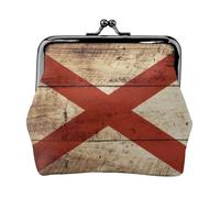 Portamonete da donna con bandiera dello stato dell'Alabama su venature del legno antico, piccolo portafoglio da donna, piccola borsa per il trucco per borsa, portafoglio retrò ultra sottile, nero,