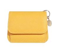Portamonete da donna, con cerniera, in pelle PU, compatto, fatto a mano | portamonete da viaggio, per documenti, chiavi, Giallo, riferimento alla descrizione, Unisex