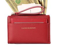 Portamonete da donna con cerniera, leggero, per carte di credito, con cordino, multifunzione, grande capacità per appunti importanti, Rosso vinaccia, Refer to description, Unisex