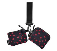 Portamonete da donna con cuore rosso e nero, porta carte di credito, portamonete con portachiavi, per lavoro, viaggi, confezione da 2, Cuore d'amore rosso e nero, 1 size, moderno