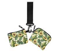 Portamonete da donna con design avocado, sottile, staccabile, con portachiavi, confezione da 2, Avocado design estate verde, 1 size, Casual