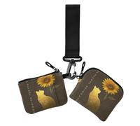 Portamonete da donna con disegno di girasole e gatto con scritta "We Are Not Going Back"