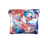 Portamonete da donna, con fiori blu e rosso, portamonete da schiacciare, Fiori Blu Rosso Brillante, 4.3'' x 3.7'', Spremere