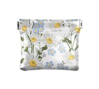 Portamonete da donna con fiori di camomilla, portamonete spremere, Fiore di camomilla, 4.3" x 3.7", Spremere