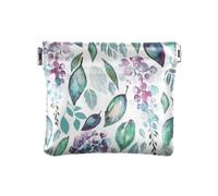 Portamonete da donna con fiori e portamonete da spremere, Fiore Blu Verde, 4.3" x 3.7", Spremere