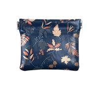 Portamonete da donna con foglie autunnali con fiore blu, portamonete, Foglie d'autunno con fiore blu, 4.3" x 3.7", Spremere