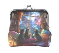 Portamonete da donna con gnomi pasquali, portamonete con chiusura, in materiale riciclato, Biblioteca Gatti Galassia Blu, Taglia unica, Biblioteca Gatti Galassia Blu