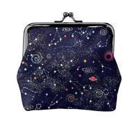Portamonete da donna con mappa delle costellazioni stellari, piccolo portafoglio da donna, piccola borsa per il trucco per borsa, portafoglio ultra sottile retrò, nero, taglia unica, Art Deco, Nero ,