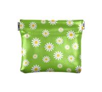 Portamonete da donna con margherite e fiori verdi, spremere il cambiamento della borsa portamonete, Margherite Fiore Verde, 4.3" x 3.7", Spremere
