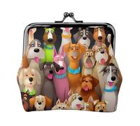 Portamonete da donna, con molti simpatici cani, in pelle, con chiusura a bacio, mini portamonete, portamonete e portachiavi